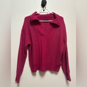 Rachel Zoe Fuchsia V-Neck Sweater